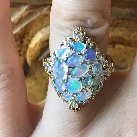 Natural Ethiopian Opal Sterling Silver Ring - Picture 1 of 8